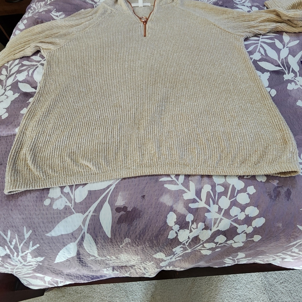 Adyson Parker cream ribbed long sleeve quarter zip top Women's size large - Picture 11 of 16